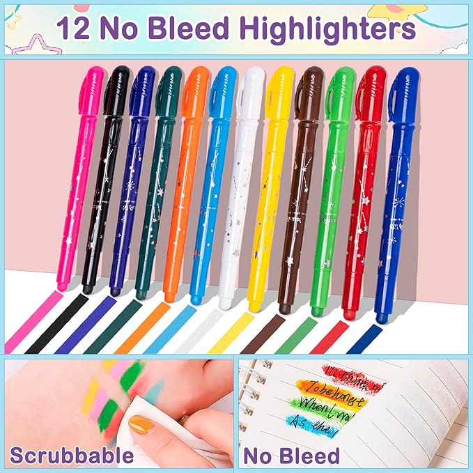 Professional 78PCS Drafting & Writing Kit For Boys Kids, Students School Supplies, 12 Highlighters, 16 Pens, 10 Mechanical Pencils 0.5 0.7 2.0mm, Includes 452 Lead & Gel Refills, Black Pencils Case-DeskLoop Office