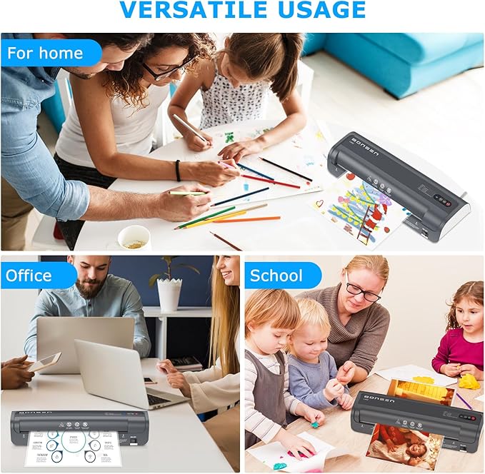 Laminator Machine, Bonsen 13 Inch Wide Thermal Laminator with Never Jam Technology, A3 Laminating Machine with 100 Laminating Sheets for School, Office and Home, Black (L3402)-DeskLoop Office