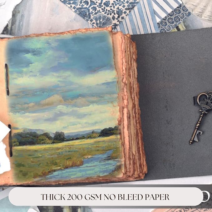 LEATHER VILLAGE Vintage Leather Journal – 200 Handmade Vintage Deckle Edge Paper – Leather bound Journal For Women Men – Vintage Key Closure - Book of Shadows - Red Brown - 6X4 inches (A6)