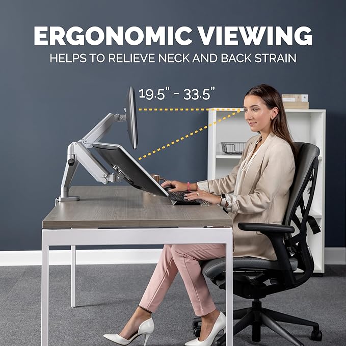 Fellowes Platinum Series Dual Monitor Arm for 40-Inch Monitors, Full Motion, 360° Rotation, VESA Mount with Grommet or Clamp, USB Ports, Ergonomic, Silver, 8056501-DeskLoop Office