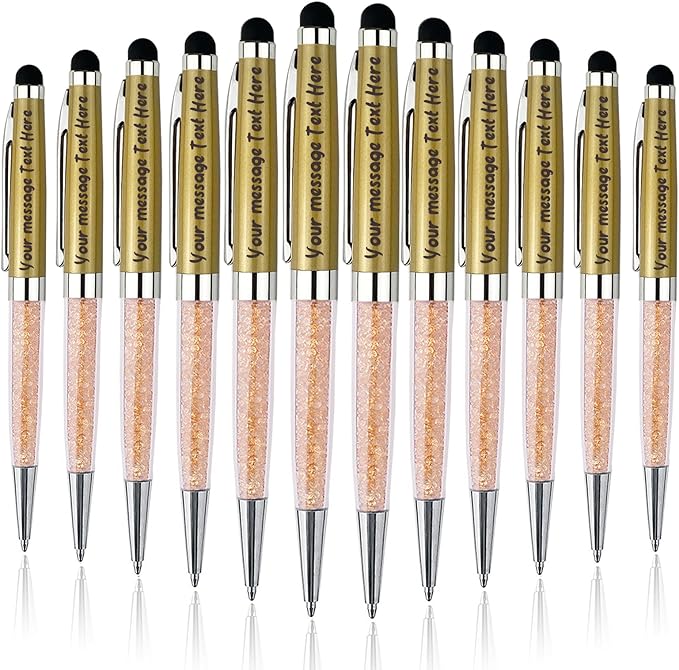 Personalized Pens Bulk Custom Ballpoint Pens with Business Name Message Logo, Customized Engraved Pens with Stylus for Birthdays Anniversaries Graduations 12pcs/Pack-DeskLoop Office