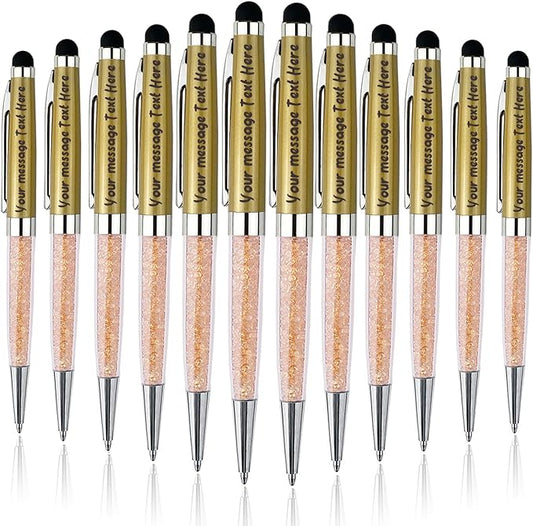Personalized Pens Bulk Custom Ballpoint Pens with Business Name Message Logo, Customized Engraved Pens with Stylus for Birthdays Anniversaries Graduations 12pcs/Pack-DeskLoop Office