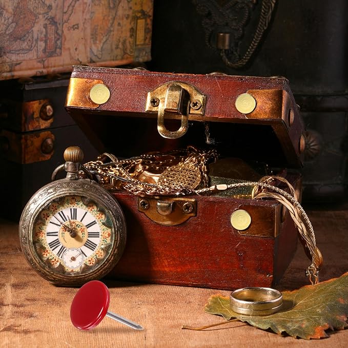 uxcell 120Pcs Push Pins, 11mmx17mm Round Flat Head Decorative Thumb Tacks Upholstery Tacks for Cork Board Office Wall Hangings, Red-DeskLoop Office