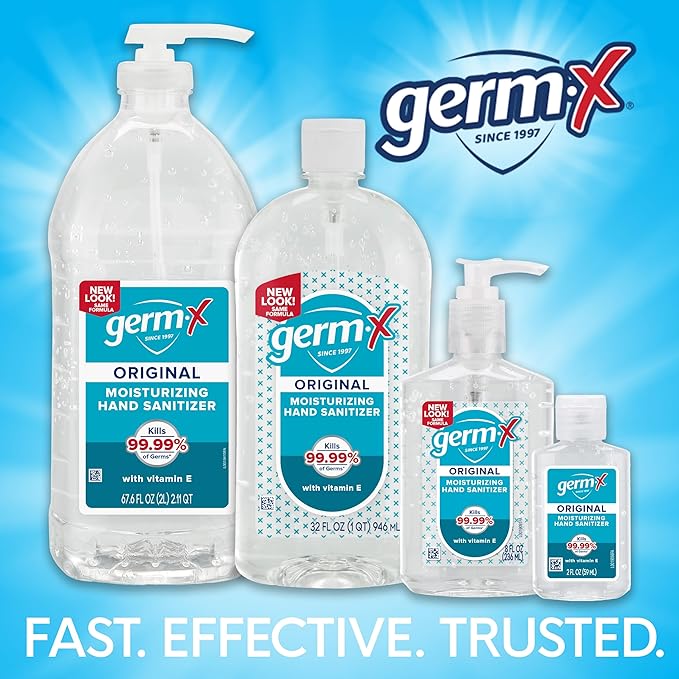 Germ-X Original Hand Sanitizer, Fast-Drying Moisturizing Gel with Vitamin E, Instant & No Rinse Formula, 62% Alcohol, Back to School Supplies, Bulk Size Pump Bottle, 67.6 Fl Oz (Pack of 1)-DeskLoop Office