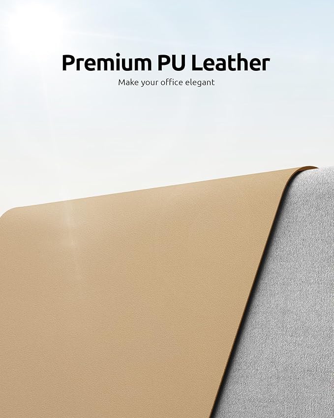 YSAGi Leather Desk Protector, Office Mat, Large Mouse Mat, Non-Slip PU Leather Blotter, Laptop Desk Pad, Waterproof Writing Pad for Office and Home (Latte, 31.5" x 15.8")