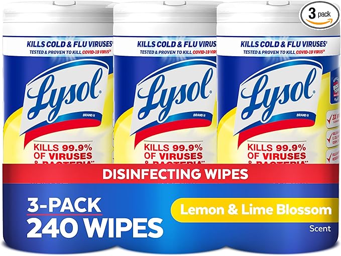 Lysol Disinfectant Wipes, Multi-Surface Antibacterial Cleaning Wipes, For Disinfecting and Cleaning, Lemon and Lime Blossom, 80 Count (Pack of 3)-DeskLoop Office