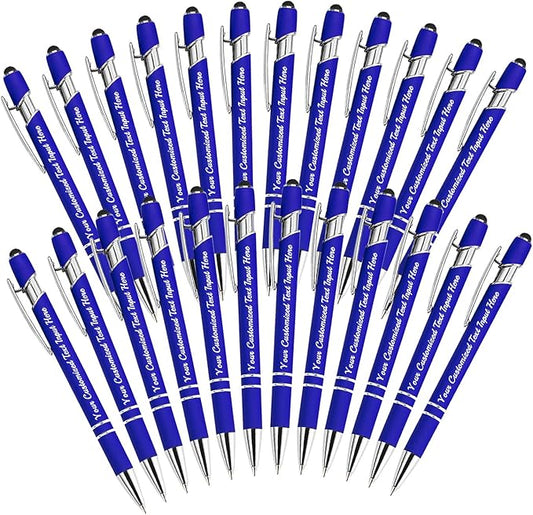 Personalized Ballpoint Pen 24pcs, Custom Pens Free Engraved Bulk with Name Logo, Soft Black Ink Stylus with Touch Metal Office, Gift for Anniversaries, Graduations, Birthdays-DeskLoop Office