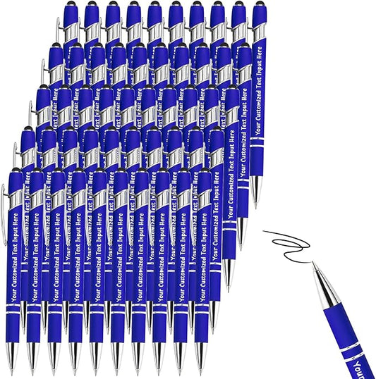 50-500 Pcs Personalized Ballpoint Pen Custom Pens Free Engraved Bulk with Name Logo Soft Black Ink Stylus with Touch Metal Office Gift for Anniversaries Graduations Birthdays-DeskLoop Office