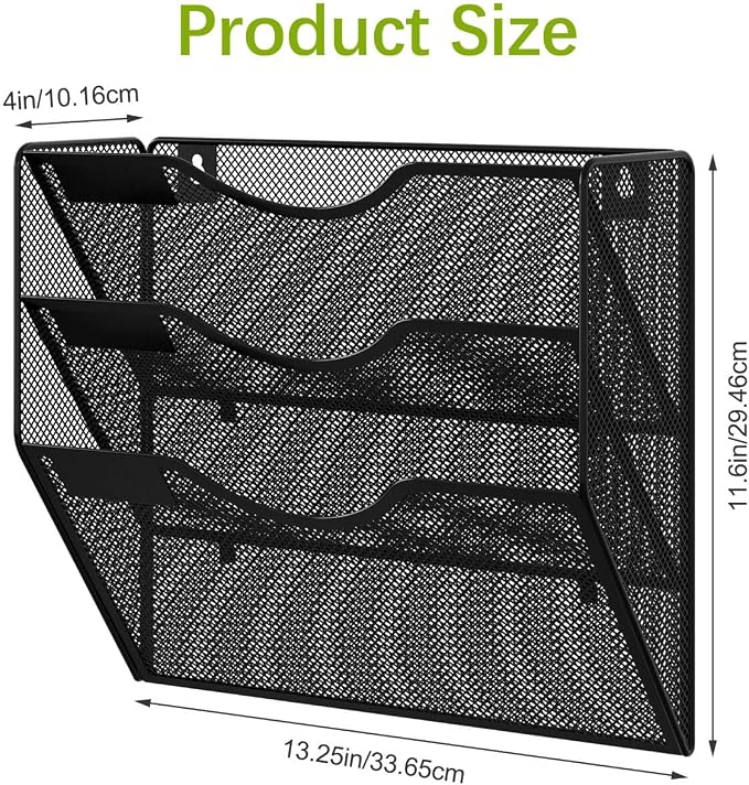 EasyPAG 3 Pocket Mesh Wall File Organizer, Hanging Paper Folder Holder - Image 7