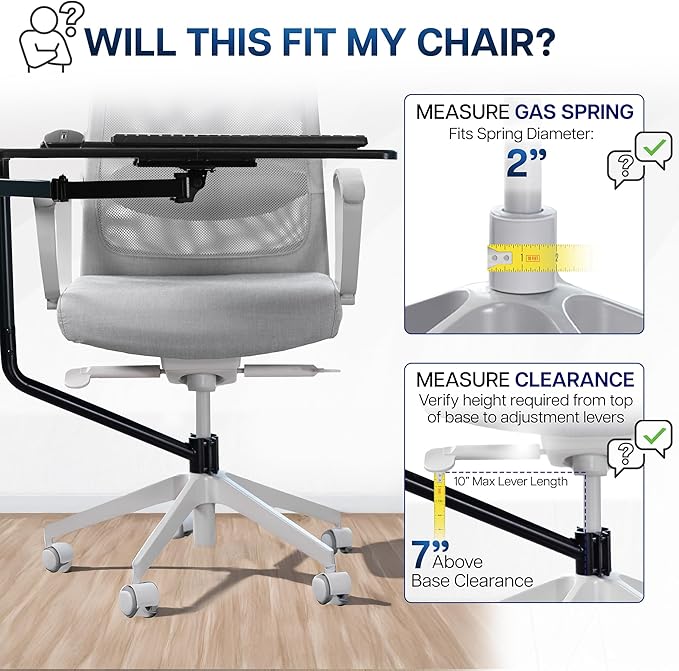 VIVO Office Chair Mounted 26 x 12 Inch Keyboard and Mouse Tray, Ergonomic Tilt, Full Motion 360 Degree Rotation, Black, MOUNT-KB08C-DeskLoop Office