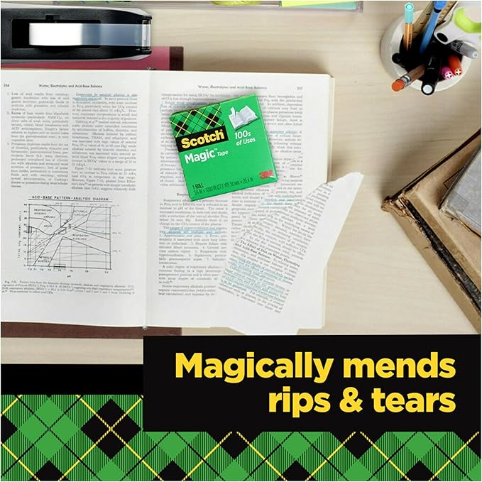 Scotch Magic Tape, 12 Rolls, Numerous Applications, Invisible, Engineered for Repairing, 3/4 x 1000 Inches, Boxed-DeskLoop Office