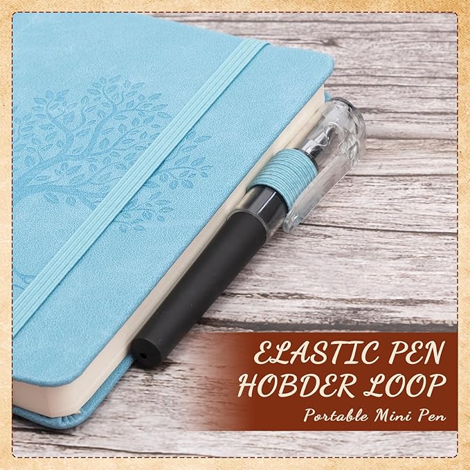 Estune Tree Small Notebooks Pen Leather Lined Pocket Subject Notebooks Hardcover Pocket Notepad Cute Ruled Leather Journals with Pen Holder for Men Women School Business, A6(Classic Color,20 Set)-DeskLoop Office