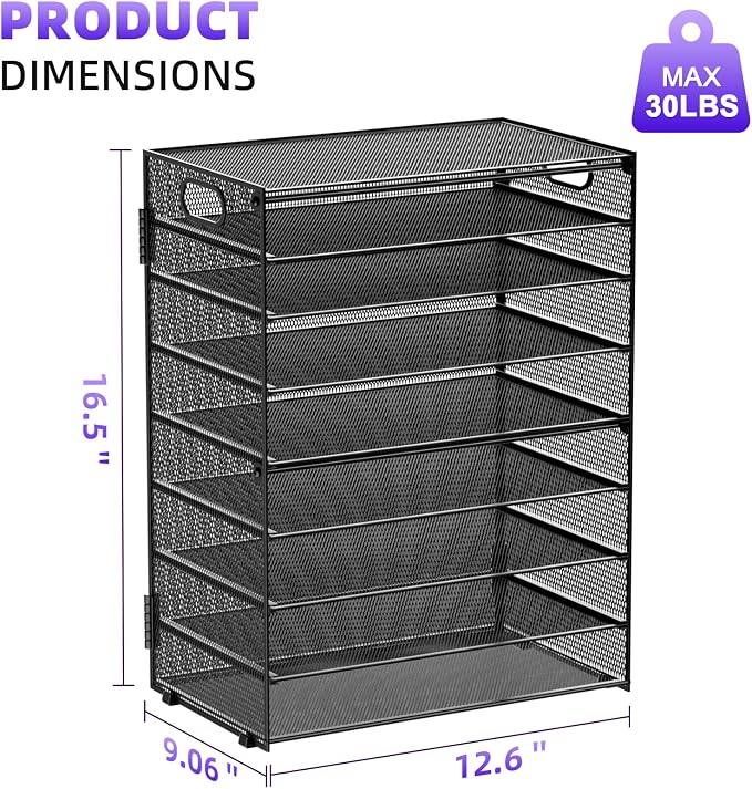 Marbrasse Paper Organizer Letter Tray, 9 Tier Mesh File Organizer - Image 6
