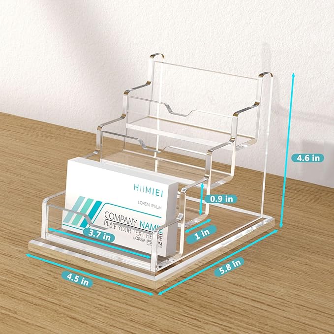 HIIMIEI Acrylic Business Card Display, Multiple Card Holder for Office, Home, Restaurant - 4 Slot 4 Tier-DeskLoop Office