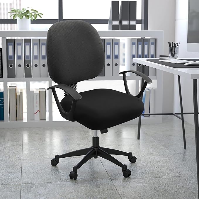 Smiry Printed Office Computer Chair Seat Covers, Stretch Fit Universal Desk Rotating Chair Cover Washable Removable Seat Cushion Protectors - Black-DeskLoop Office