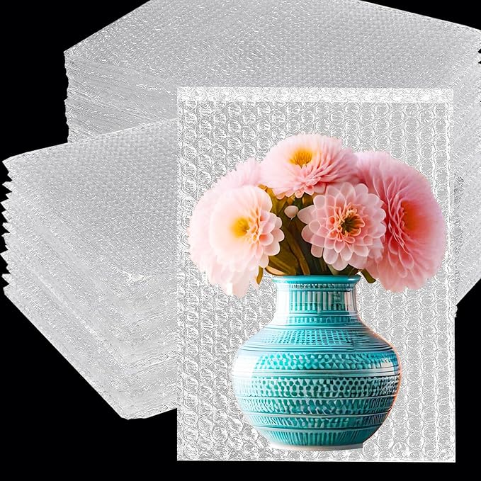 100PCS Clear Bubble Pouches Wrap Bags, 8 x 12 Inch Bubble Out Bag Pouch for Packing & Shipping, Double Layer Bubble Cushion Wrap Bags Protective Bubble Pouches Bags for Moving and Storage-DeskLoop Office