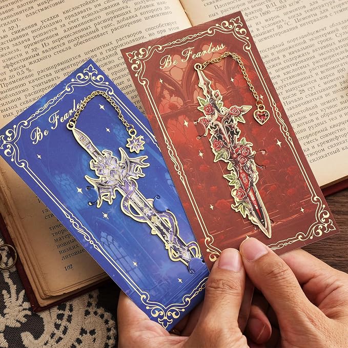 4Pcs Fantasy Sword Bookmarks for Books Journals Planners, Cool Forth Wing Metal - Image 9