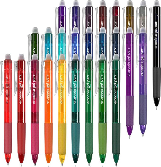 Vanstek 26 Colors Erasable Gel Pens, Retractable Erasable Pens Clicker, Fine Point(0.7), Make Mistakes Disappear, Premium Comfort Grip for Drawing Writing Planner and School Supplies-DeskLoop Office