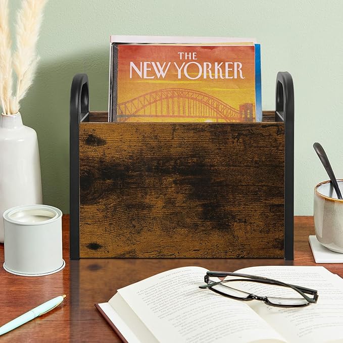 YINMIT Magazine Holder, Magazine Rack Floor, Magazine Storage Basket, Folder Organizer Bin for Books, Newspapers, Tablets-DeskLoop Office