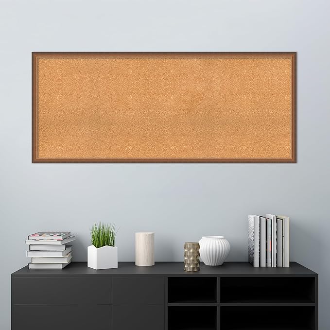 Amanti Art Natural Cork Board for Wall, 26x62 Vision Board with Bronze Frame, Oversize Corkboard Office Decor for Home Organization, Modern Corkboard Pinboard to Display Items for Home Organization-DeskLoop Office