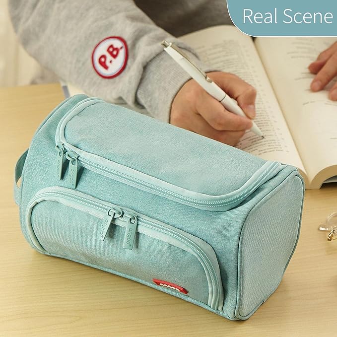 HVOMO Big Capacity Pencil Case High Large Storage Pouch Marker Pen Case Travel Simple Stationery Bag School College Office Organizer for Teens Girls Adults Student(Green)-DeskLoop Office