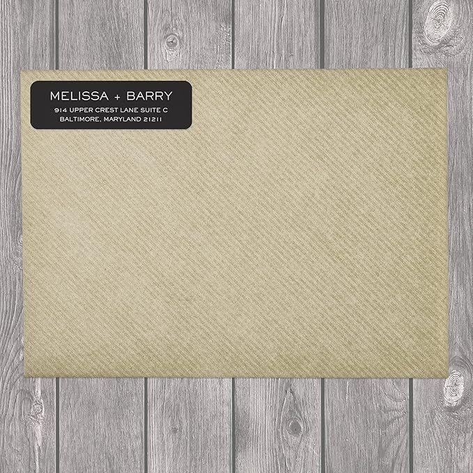 Striking Black Modern Rolled Address Labels/Roll of 250 Personalized Address Labels/Designer Return Address Stickers in Elegant Plastic Dispenser-DeskLoop Office