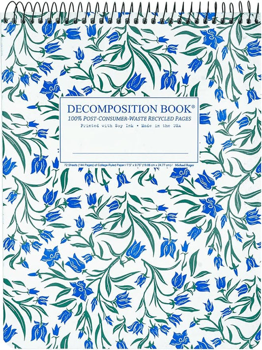 Decomposition Bluebells Top Bound Spiral Notebook – 7.5 x 9.75 Journal, College Ruled Lined Pages – Left-Handed Friendly Notebooks Ideal for Students, Artists & Office Professionals – Made in USA-DeskLoop Office
