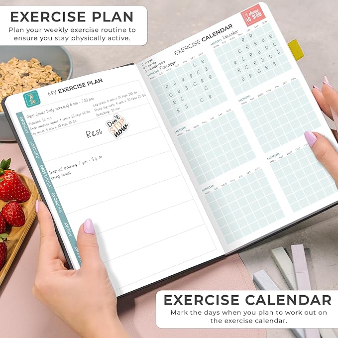 Clever Fox Weekly Meal Planner - Weekly & Daily Meal Prep Journal with Shopping and Grocery Lists for Menu Planning, Healthy Diet & Weight Loss Tracking, Lasts 1 Year, Undated, A5 - Black-DeskLoop Office