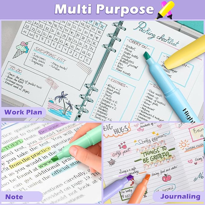 V-Opitos 30 Pack Highlighter in 6 Pastel Colors, No Bleed Highlighters, Bright Highlighters with Soft Chisel Tips, Ideal for Office and School Supplies-DeskLoop Office