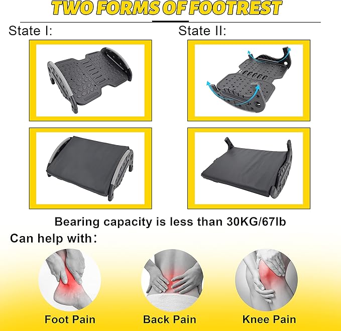 Under Desk Foot Rest,Foot Stool with Massage Texture,Includes Comfortable Memory Foam,Easy Assembly and disassembly (YB-RD)-DeskLoop Office