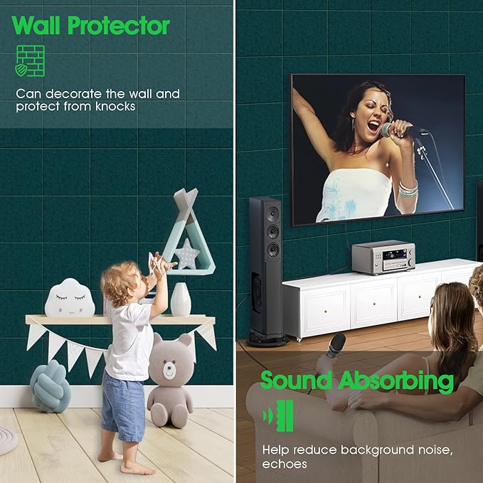 Large Cork Board for Office Wall Decor,48"x36"-12 Pack Felt Wall Tiles with Safe Removable Adhesive Tabs, 1/2" Thick, Felt Bulletin Board Pin Board Cork Boards for Walls - Dark Green-DeskLoop Office