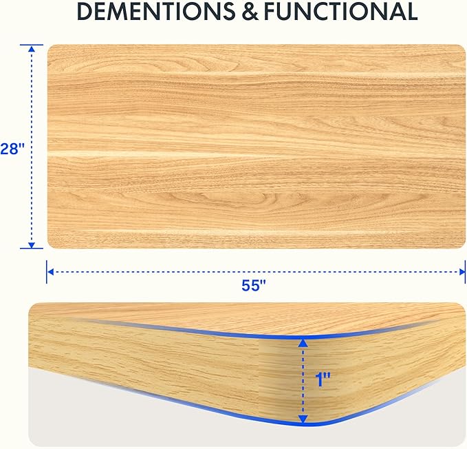 FLEXISPOT EN2 Whole-Piece Standing Desk with Clamp Power Strip, 55 x 28 Electric Stand Up Height Adjustable Desk with Cable Management (White Frame + 55" Maple Top, 2 Packages)-DeskLoop Office