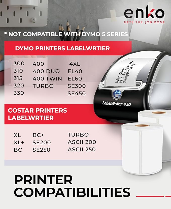enKo Dymo 4XL Labels 4 x 6 1744907 Compatible for Dymo Labelwriter 4XL Shipping Label Thermal Printer (48 Rolls, 10,560 Labels)-DeskLoop Office