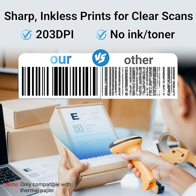Bluetooth Thermal Shipping Label Printer – Wireless 4x6 Shipping Label Printer for Small Business & Shipping Packages, Support Android, iPhone and Windows, Widely Used for Amazon, Ebay, Shopify, Etsy-DeskLoop Office