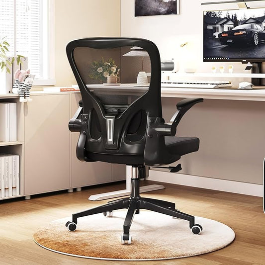 Ergonomic Office Chair, High-Back Mesh Computer Desk Chair with Adjustable Height, Lumbar Support, Flip-Up Armrests,headrest,and Swivel Rolling Design for Home and Office Use-DeskLoop Office