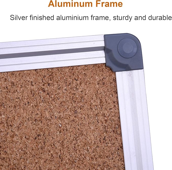 2-Pack 36 x 24 Inch Cork Board Bulletin Notice Board Message Memo Pin Board for Home Office School, Silver Aluminum Frame-DeskLoop Office
