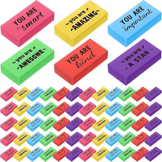180 Pcs Inspirational Erasers for Kids Christian Pencil Erasers Bulk, Back-to-School Gifts Motivational and Cute Supplies for Students Classrooms, Drawing (Multicolor,Motivational)-DeskLoop Office