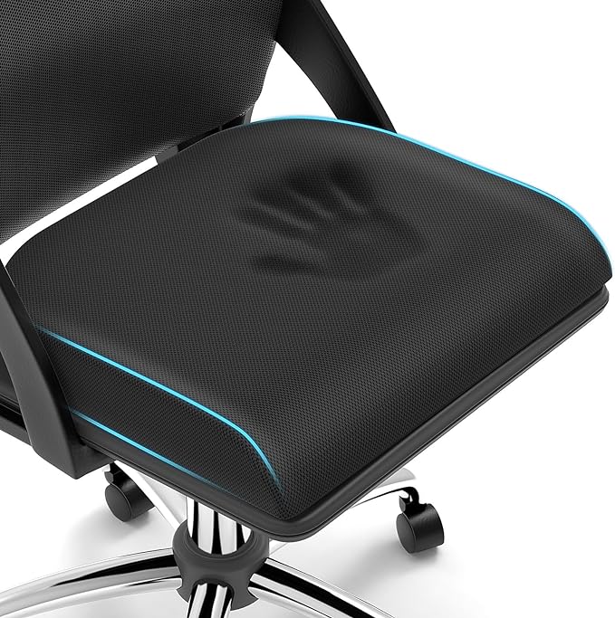 Large Seat Cushion, Soft Foam Cushion for Long Sitting Hours on Office Chair, Home & Car, Non-Slip Chair Pad for Relieving Back & Sciatica & Hip & Coccyx Pain (Black)