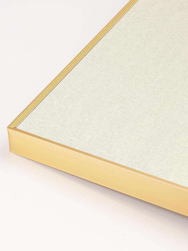 Bulletin Board 30 x 20 inches, Oatmeal White Pin Board, Golden Aluminum Framed Fabric Cork Board with 10 Push Pins-DeskLoop Office