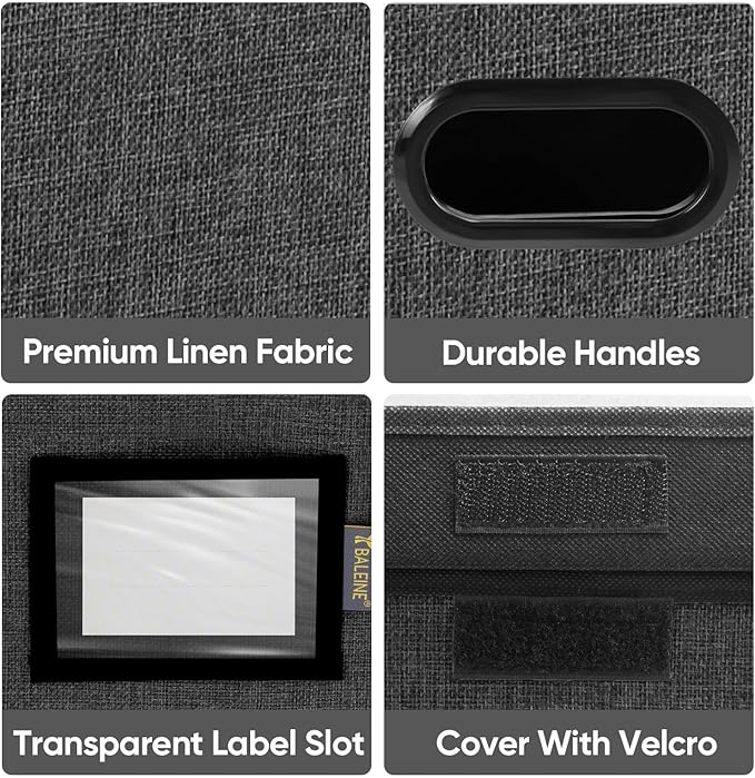 BALEINE File Organizer Box with Lid, Collapsible File Folder Organizer with Plastic Slide, Hanging File Folder Box for Office Document Storage (2 Pack, Black)-DeskLoop Office