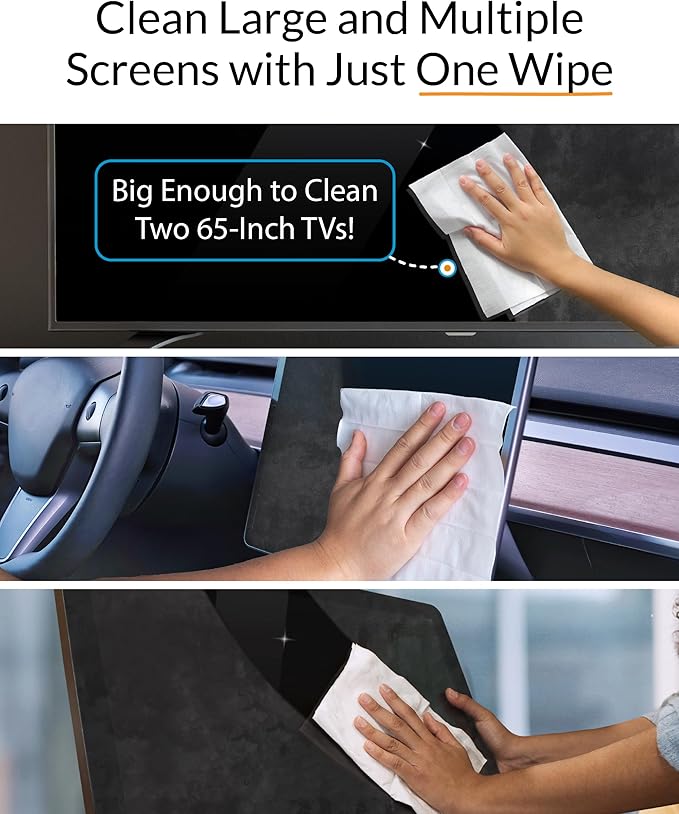iCloth XL Screen Cleaning Wipes, Lint-Free and Streak-Free, Fast-Drying, Removes Dust, Fingerprints, and Smudges (24 XL Wipes)-DeskLoop Office