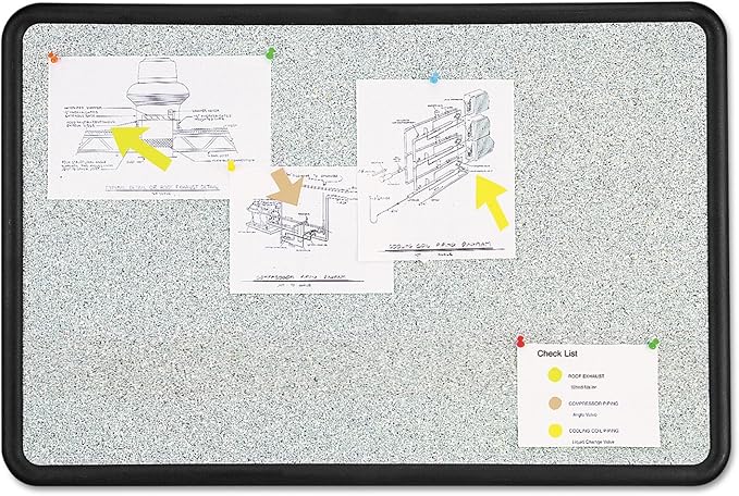 Quartet Bulletin Board, 2 x 3 Feet, Contour, Granite-Colored Surface with Black Plastic Frame (699370)-DeskLoop Office