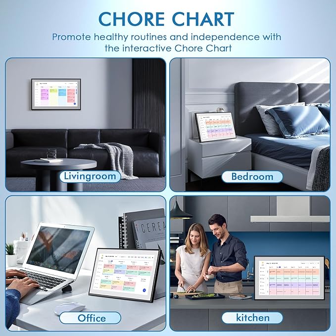 Calendar Digital 15.6 Inch Electronic Calendar&Chore Chart, 1920 * 1080P IPS Touchscreen Wall Smart Weekly and Monthly Planner for Family Black Gift for Mother mom Women-DeskLoop Office