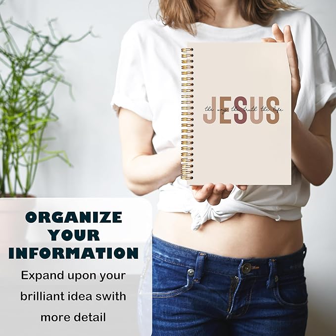 BearCake Boho Christian Notebook Journal, Christian Gifts for Women, Bible Notebooks for Note Taking, Bible Journaling Notebook, Jesus the Way the Truth the Life Hardcover Spiral Notebook 5.5x8.3-DeskLoop Office