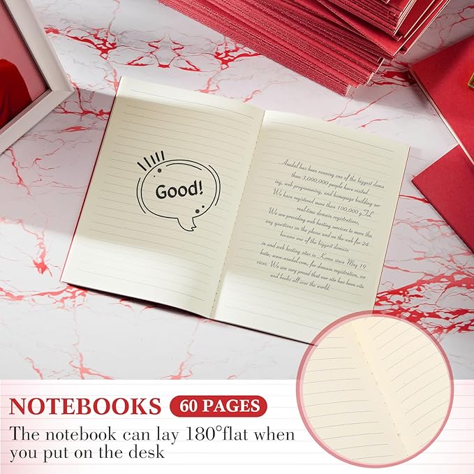 100 Pcs Kraft Notebook Journals 5.5 Inch x 8.3 Inch A5 Softcover Notebooks Bulk for Writing Sketch Office Notepad with 60 Pages 30 Sheets (Multicolor,Lined) (Red,Lined)-DeskLoop Office