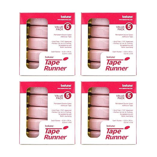 Tape Runner - Double Sided Adhesive with Dispenser Roller Included - Acid Free, Sticky, Clear & Transparent - Ideal for Scrapbooking, Crafts & More - Standard - (315 inches per cartridge) 20 Cartridge-DeskLoop Office