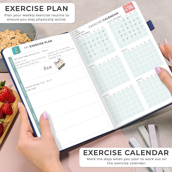 Clever Fox Weekly Meal Planner - Weekly & Daily Meal Prep Journal with Shopping and Grocery Lists for Menu Planning, Healthy Diet & Weight Loss Tracking, Lasts 1 Year, Undated, A5 - Mystic Blue-DeskLoop Office