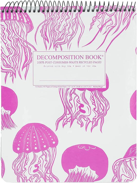 Decomposition Jellyfish Top Bound Spiral Notebook – 7.5 x 9.75 Journal, College Ruled Lined Pages – Left-Handed Friendly Notebooks Ideal for Students, Artists & Office Professionals – Made in USA-DeskLoop Office