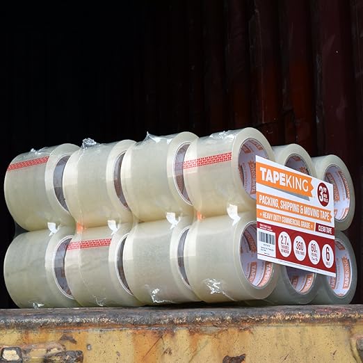 Tape King Clear Packing Tape 3 Inch Wide (Case of 24 Rolls) - 60 Yards Per Refill Roll, (2.7mil Thick) Strong Sealing Adhesive Industrial Depot Tapes for Moving, Packaging, Shipping, Office & Storage-DeskLoop Office