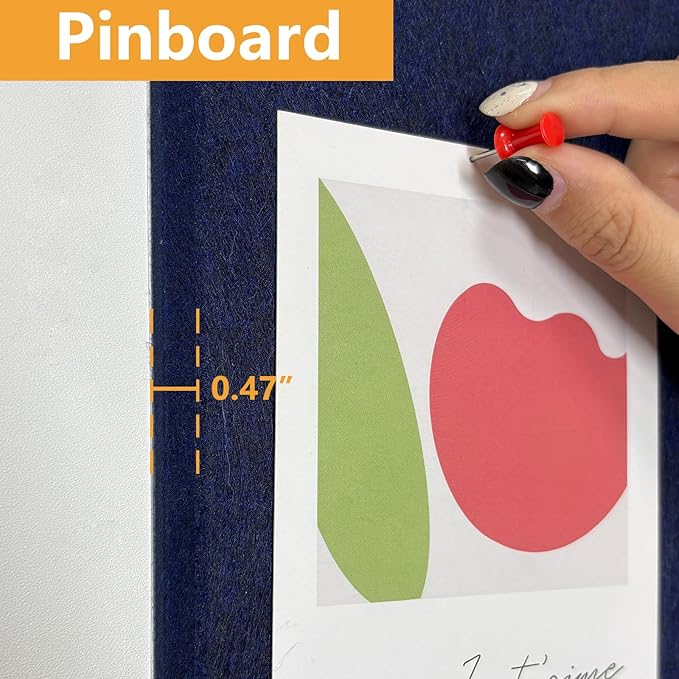 Thick Cork Board for Wall with Pins, 36" x 24" Bulletin Board Self-Adhesive Pin Board | Customized 6 Packs Felt Tiles for Office Home Wall Decor, Navy-DeskLoop Office